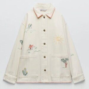 Zara EMBROIDERED COTTON OVERSHIRT